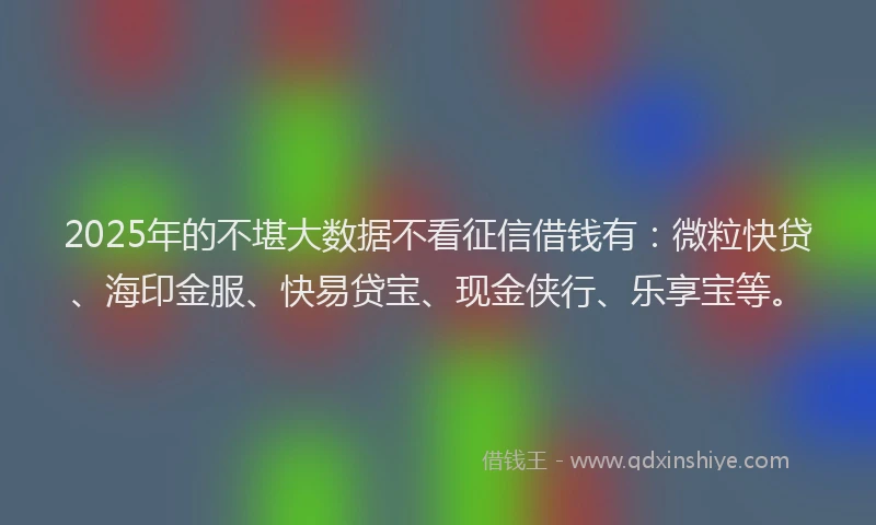 2025年的不堪大数据不看征信借钱有：微粒快贷、海印金服、快易贷宝、现金侠行、乐享宝等。