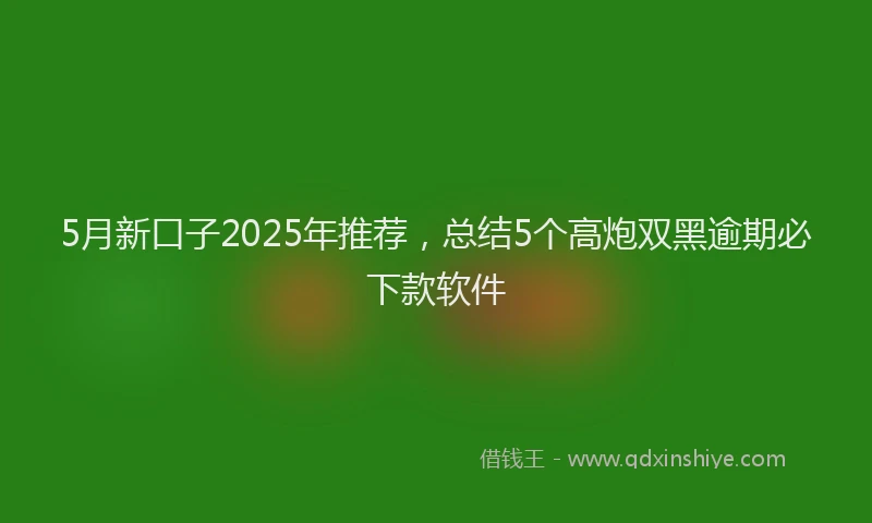 5月新口子2025年推荐，总结5个高炮双黑逾期必下款软件