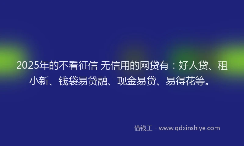 2025年的不看征信 无信用的网贷有：好人贷、租小新、钱袋易贷融、现金易贷、易得花等。