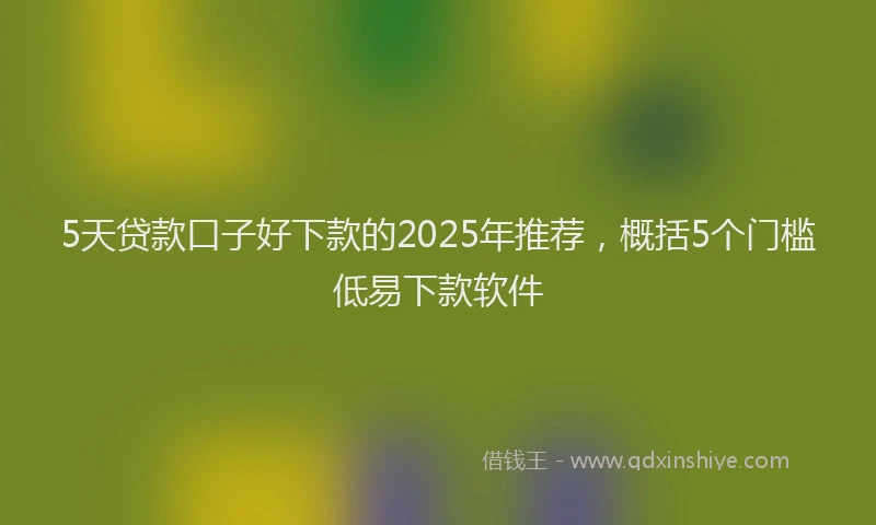 5天贷款口子好下款的2025年推荐，概括5个门槛低易下款软件
