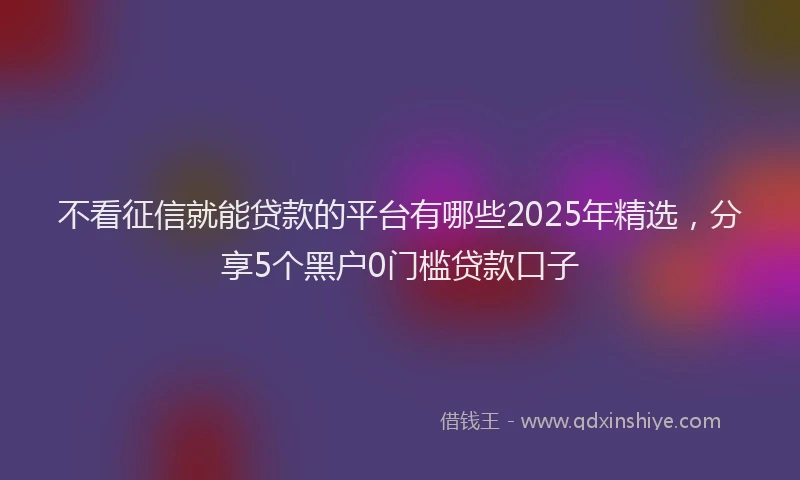 不看征信就能贷款的平台有哪些2025年精选，分享5个黑户0门槛贷款口子