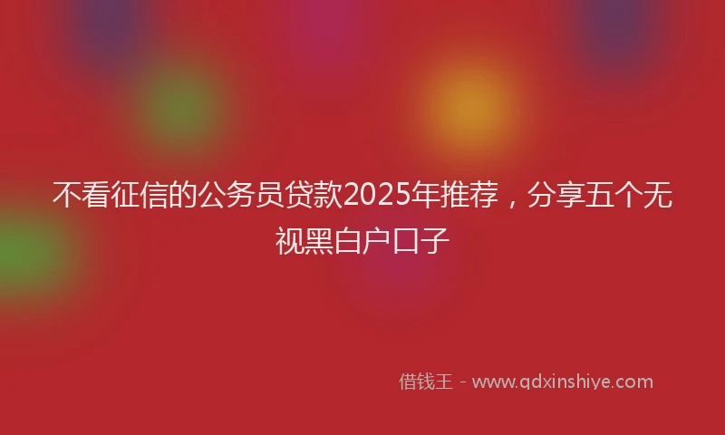 不看征信的公务员贷款2025年推荐，分享五个无视黑白户口子