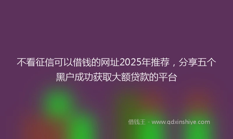 不看征信可以借钱的网址2025年推荐，分享五个黑户成功获取大额贷款的平台