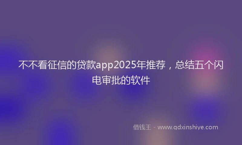 不不看征信的贷款app2025年推荐，总结五个闪电审批的软件