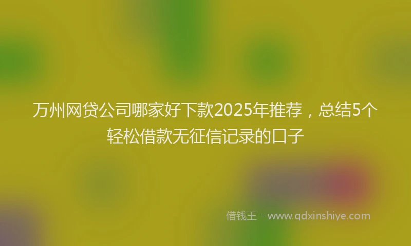 万州网贷公司哪家好下款2025年推荐，总结5个轻松借款无征信记录的口子
