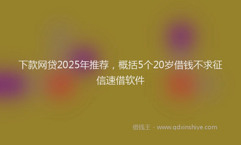 下款网贷2025年推荐，概括5个20岁借钱不求征信速借软件