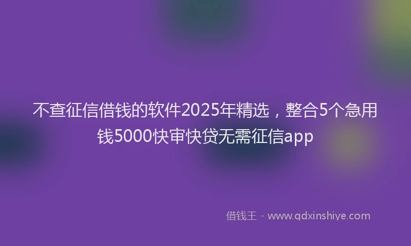 不查征信借钱的软件2025年精选，整合5个急用钱5000快审快贷无需征信app