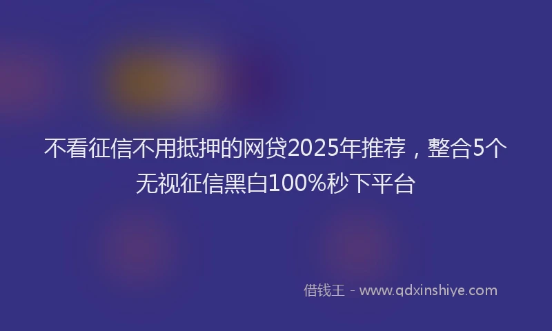 不看征信不用抵押的网贷2025年推荐，整合5个无视征信黑白100%秒下平台