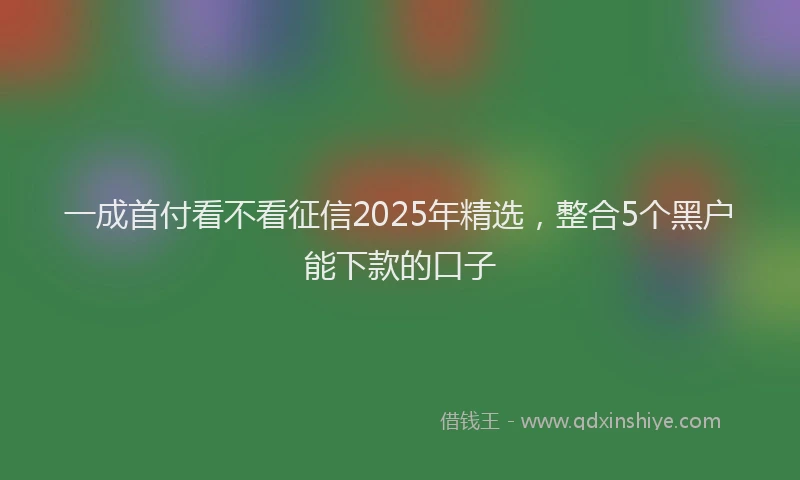一成首付看不看征信2025年精选，整合5个黑户能下款的口子