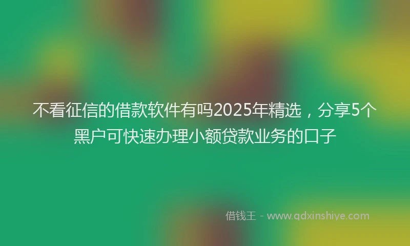 不看征信的借款软件有吗2025年精选，分享5个黑户可快速办理小额贷款业务的口子