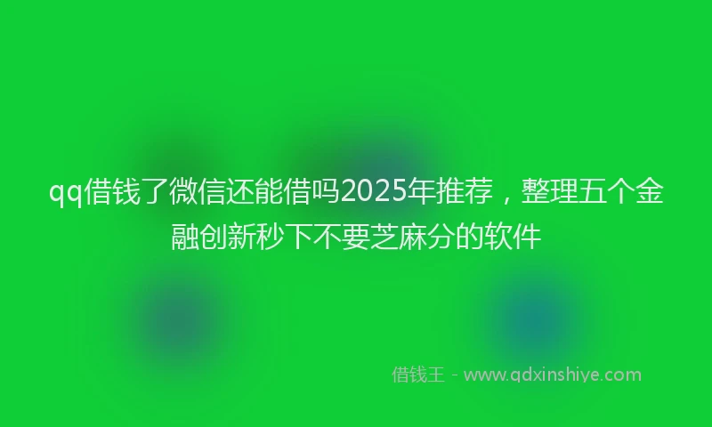 qq借钱了微信还能借吗2025年推荐，整理五个金融创新秒下不要芝麻分的软件