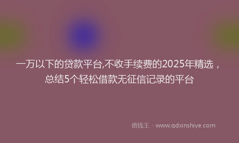 一万以下的贷款平台,不收手续费的2025年精选，总结5个轻松借款无征信记录的平台