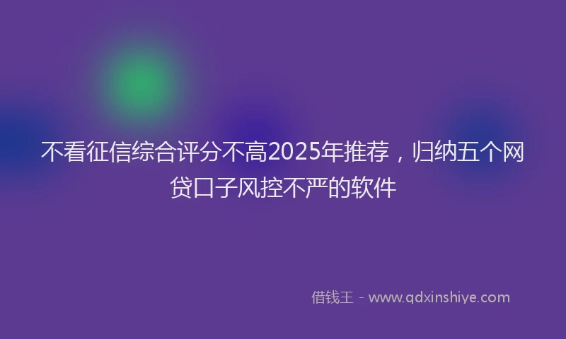 不看征信综合评分不高2025年推荐，归纳五个网贷口子风控不严的软件