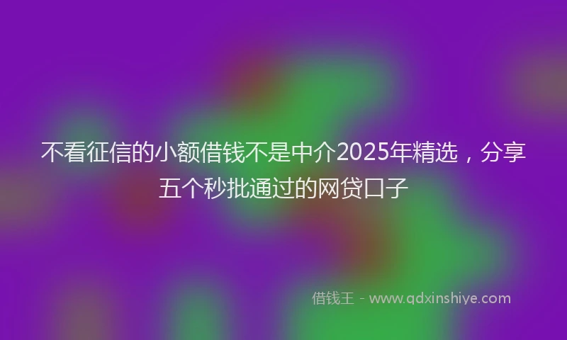 不看征信的小额借钱不是中介2025年精选，分享五个秒批通过的网贷口子
