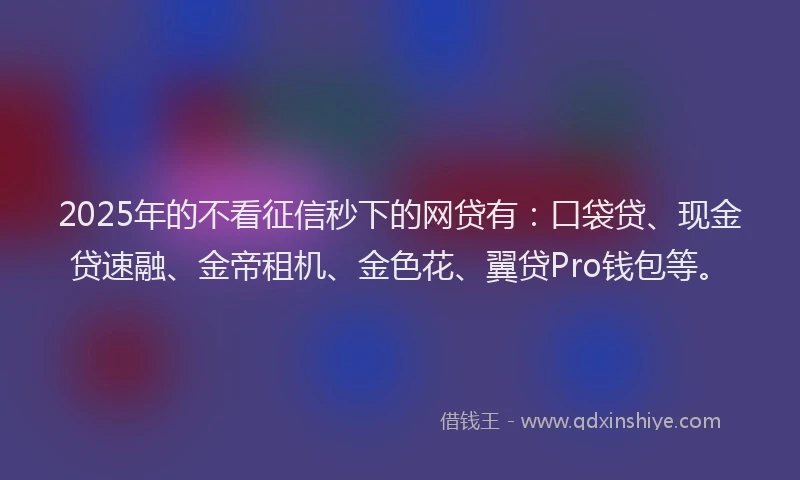 2025年的不看征信秒下的网贷有：口袋贷、现金贷速融、金帝租机、金色花、翼贷Pro钱包等。