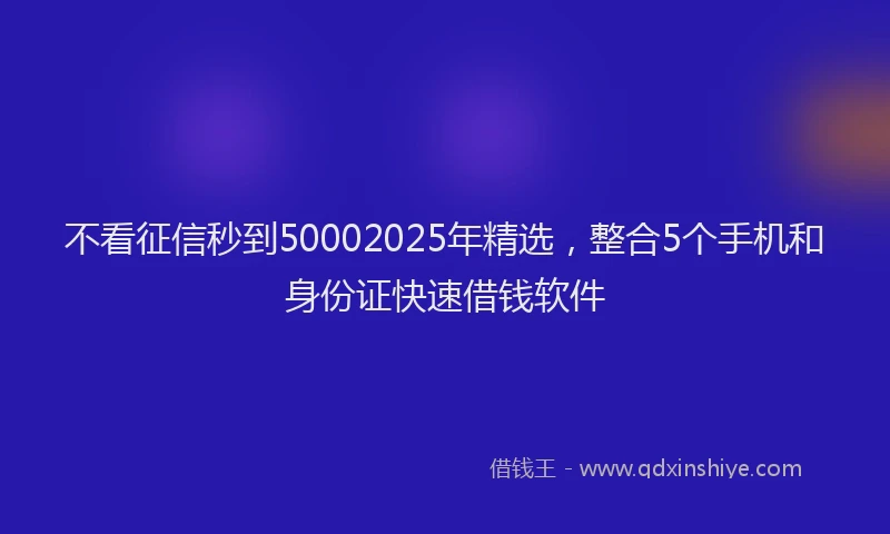 不看征信秒到50002025年精选，整合5个手机和身份证快速借钱软件