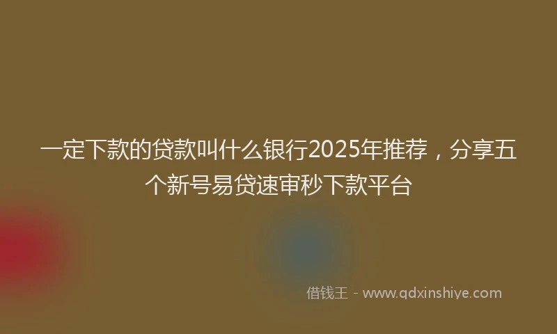一定下款的贷款叫什么银行2025年推荐，分享五个新号易贷速审秒下款平台