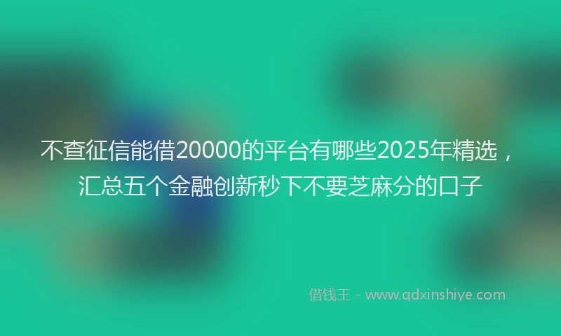 不查征信能借20000的平台有哪些2025年精选，汇总五个金融创新秒下不要芝麻分的口子