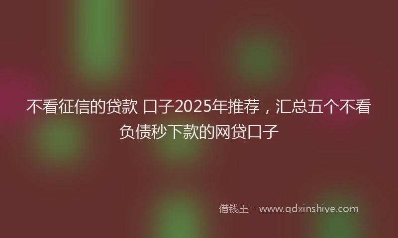 不看征信的贷款 口子2025年推荐，汇总五个不看负债秒下款的网贷口子