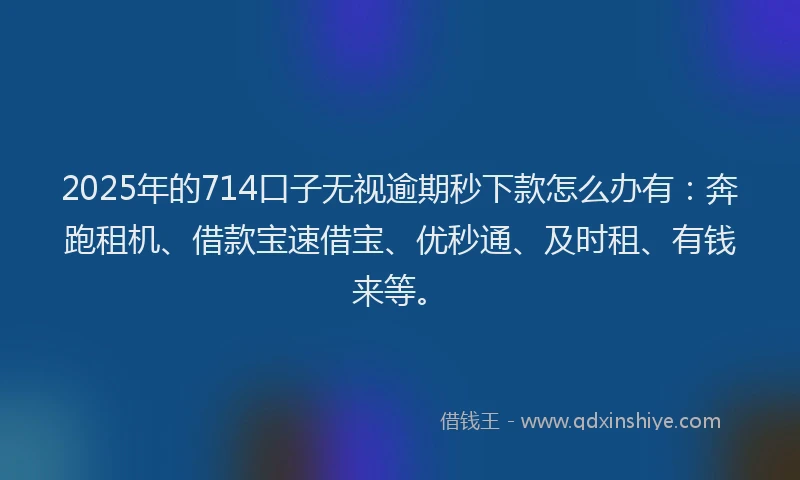 2025年的714口子无视逾期秒下款怎么办有：奔跑租机、借款宝速借宝、优秒通、及时租、有钱来等。