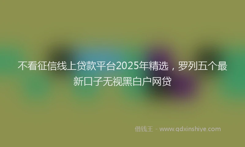 不看征信线上贷款平台2025年精选，罗列五个最新口子无视黑白户网贷