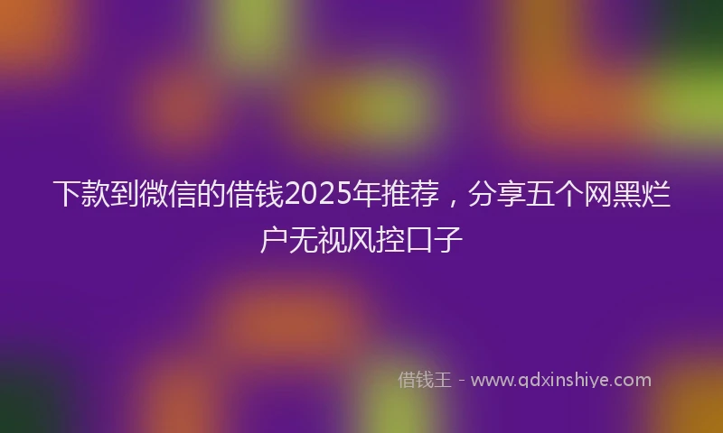 下款到微信的借钱2025年推荐，分享五个网黑烂户无视风控口子