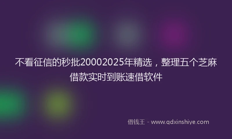不看征信的秒批20002025年精选，整理五个芝麻借款实时到账速借软件