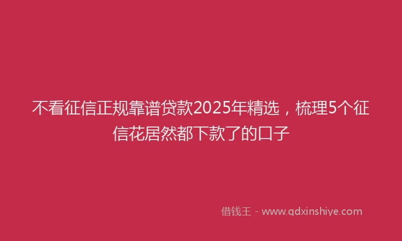 不看征信正规靠谱贷款2025年精选，梳理5个征信花居然都下款了的口子