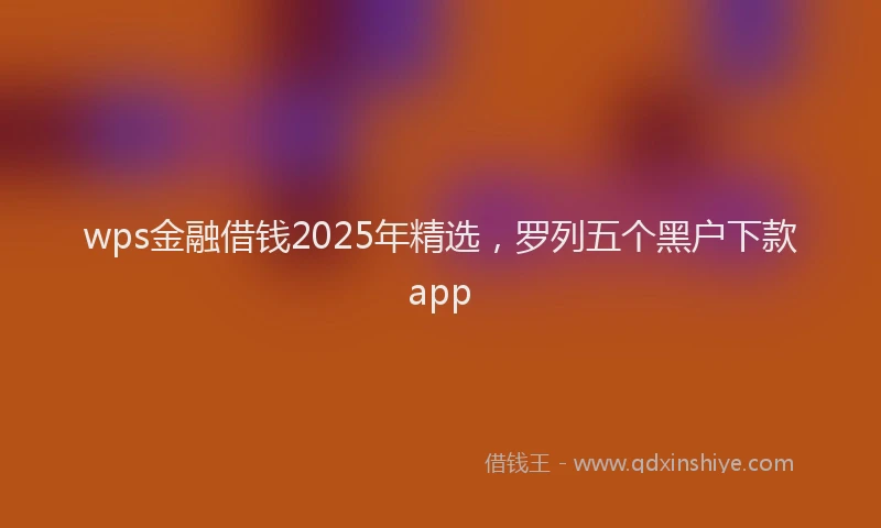 wps金融借钱2025年精选，罗列五个黑户下款app