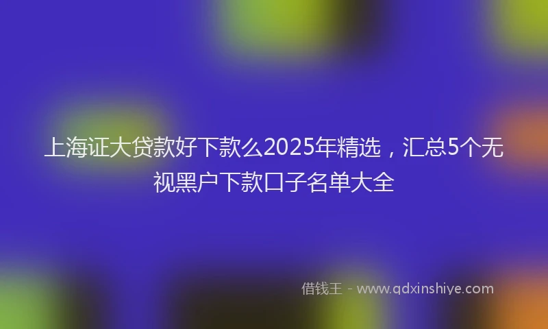 上海证大贷款好下款么2025年精选，汇总5个无视黑户下款口子名单大全
