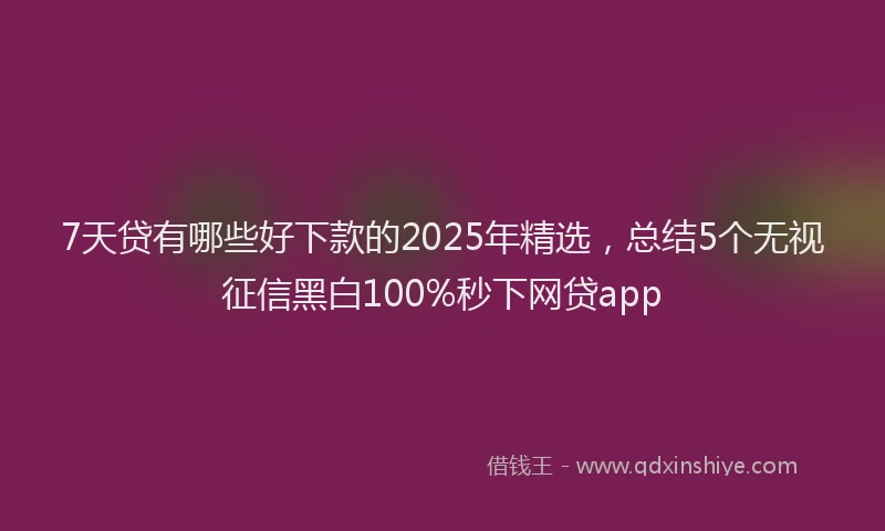 7天贷有哪些好下款的2025年精选，总结5个无视征信黑白100%秒下网贷app