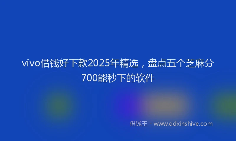 vivo借钱好下款2025年精选，盘点五个芝麻分700能秒下的软件