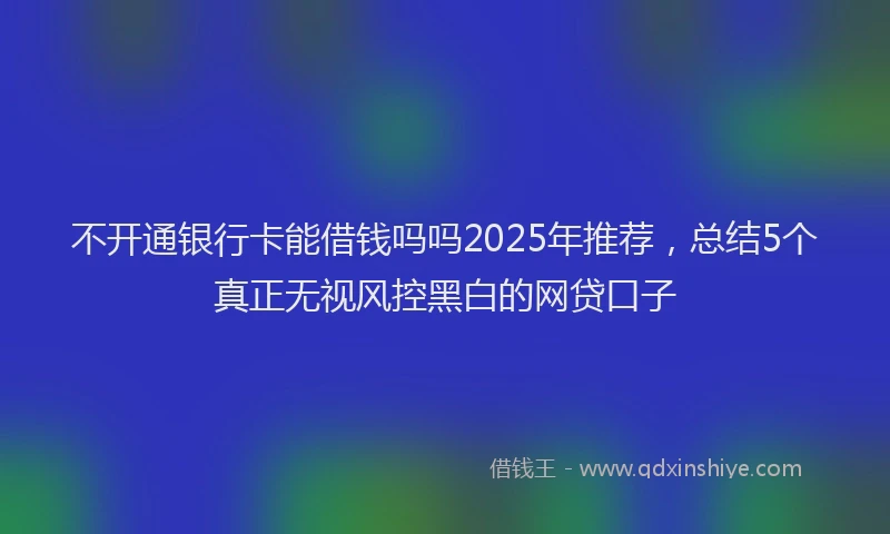 不开通银行卡能借钱吗吗2025年推荐，总结5个真正无视风控黑白的网贷口子