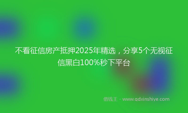 不看征信房产抵押2025年精选，分享5个无视征信黑白100%秒下平台