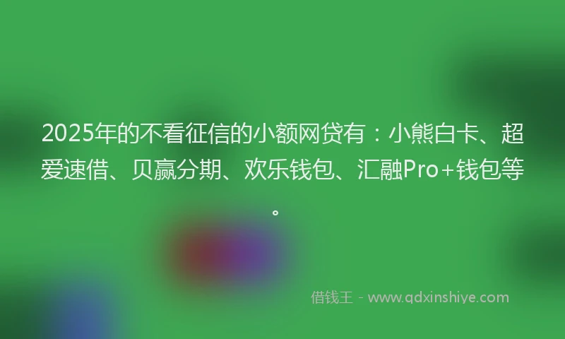 2025年的不看征信的小额网贷有：小熊白卡、超爱速借、贝赢分期、欢乐钱包、汇融Pro+钱包等。
