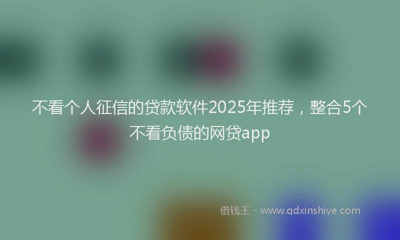 不看个人征信的贷款软件2025年推荐，整合5个不看负债的网贷app