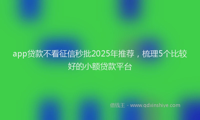 app贷款不看征信秒批2025年推荐，梳理5个比较好的小额贷款平台