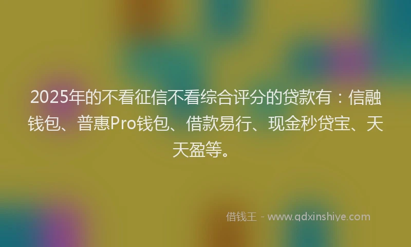 2025年的不看征信不看综合评分的贷款有：信融钱包、普惠Pro钱包、借款易行、现金秒贷宝、天天盈等。