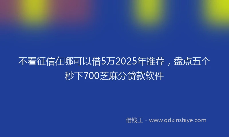 不看征信在哪可以借5万2025年推荐，盘点五个秒下700芝麻分贷款软件