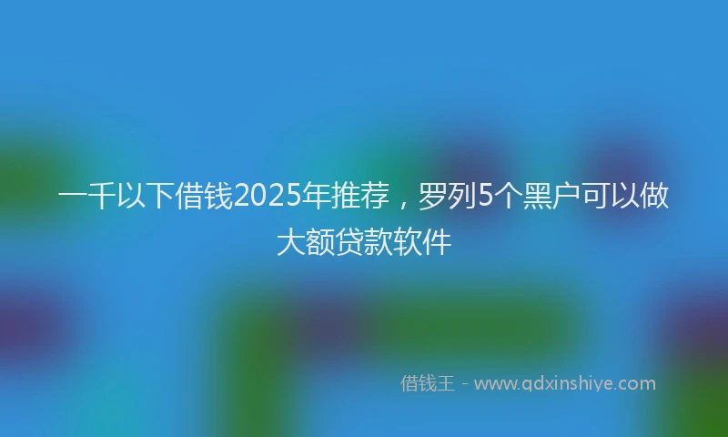 一千以下借钱2025年推荐，罗列5个黑户可以做大额贷款软件