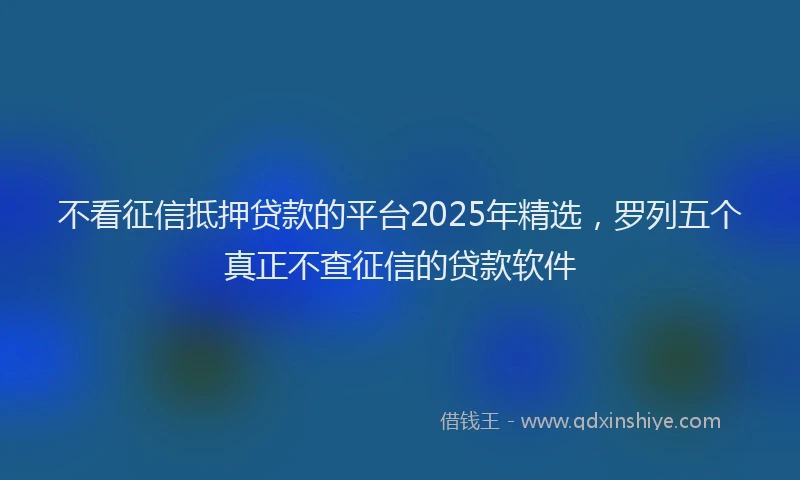 不看征信抵押贷款的平台2025年精选，罗列五个真正不查征信的贷款软件