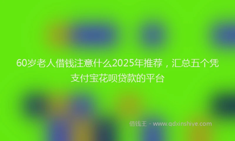 60岁老人借钱注意什么2025年推荐，汇总五个凭支付宝花呗贷款的平台