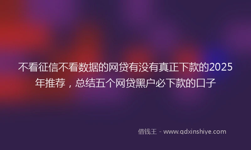 不看征信不看数据的网贷有没有真正下款的2025年推荐，总结五个网贷黑户必下款的口子