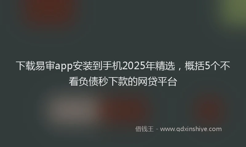 下载易审app安装到手机2025年精选，概括5个不看负债秒下款的网贷平台