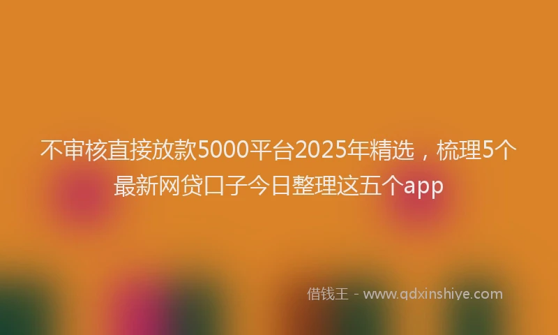 不审核直接放款5000平台2025年精选，梳理5个最新网贷口子今日整理这五个app