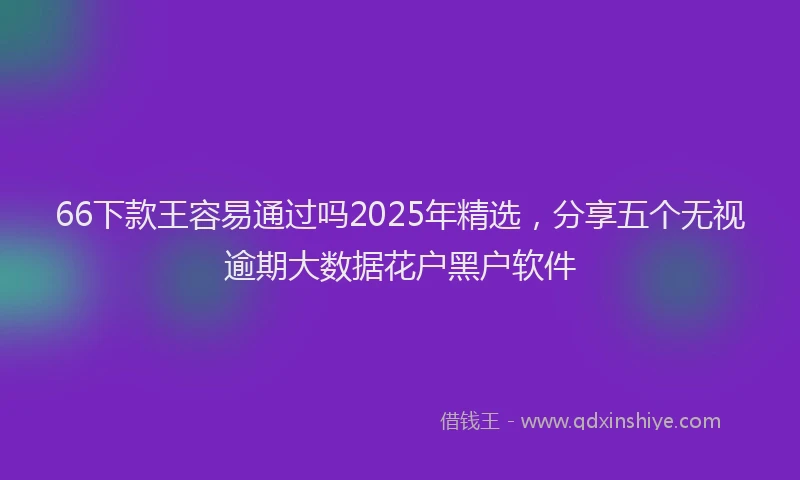 66下款王容易通过吗2025年精选，分享五个无视逾期大数据花户黑户软件