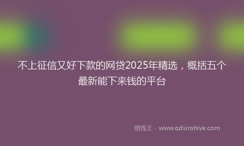 不上征信又好下款的网贷2025年精选，概括五个最新能下来钱的平台