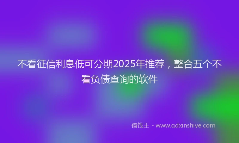 不看征信利息低可分期2025年推荐，整合五个不看负债查询的软件