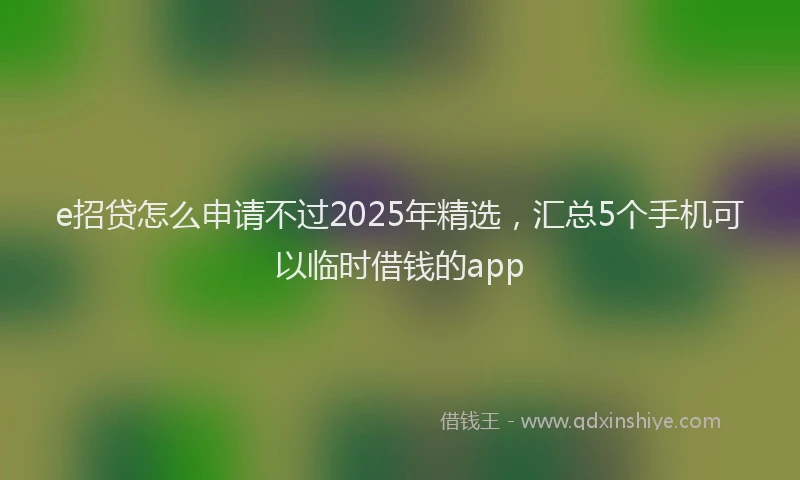 e招贷怎么申请不过2025年精选，汇总5个手机可以临时借钱的app