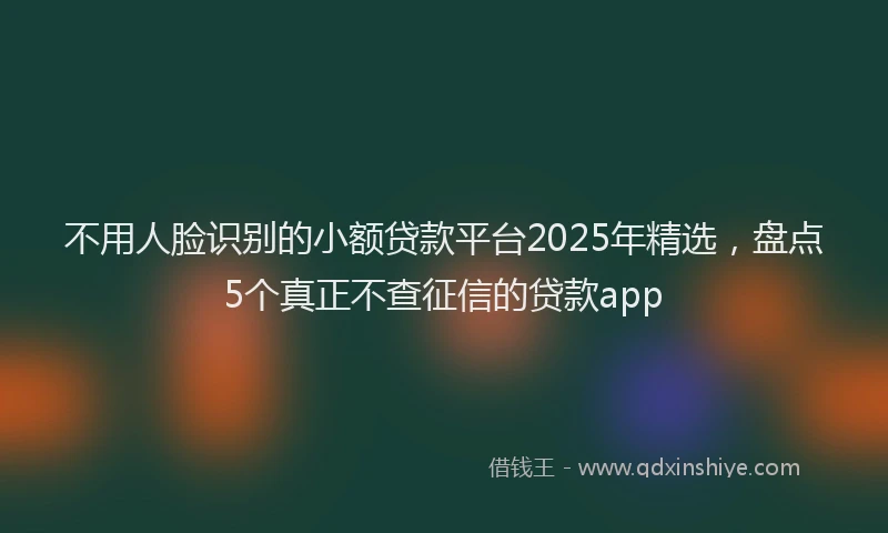 不用人脸识别的小额贷款平台2025年精选，盘点5个真正不查征信的贷款app